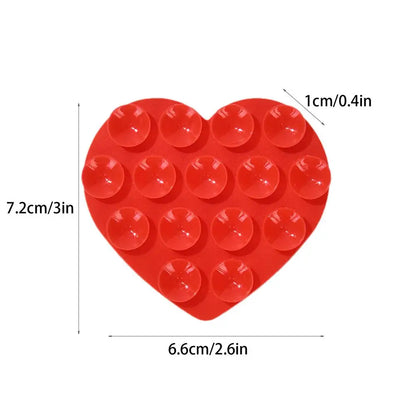 Heart Suction Cup Phone Mount Sticky Mobile Phone Stand Strong Grip Holder Silicone Double-Sided Phone Case for Selfies