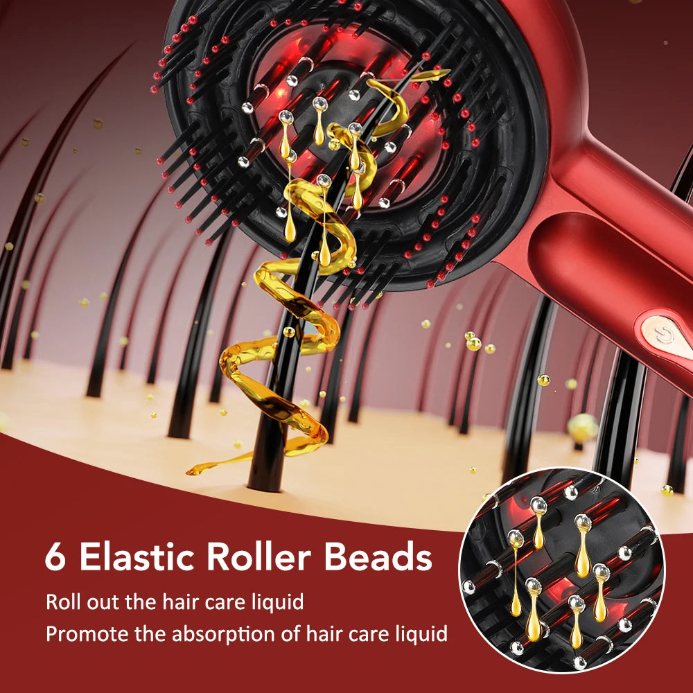 Electric Head Massager Hair Growth Comb Scalp Relax Massager LED Light Therapy Oil Applicator Anti-Hair Loss Hair Care Hairbrush