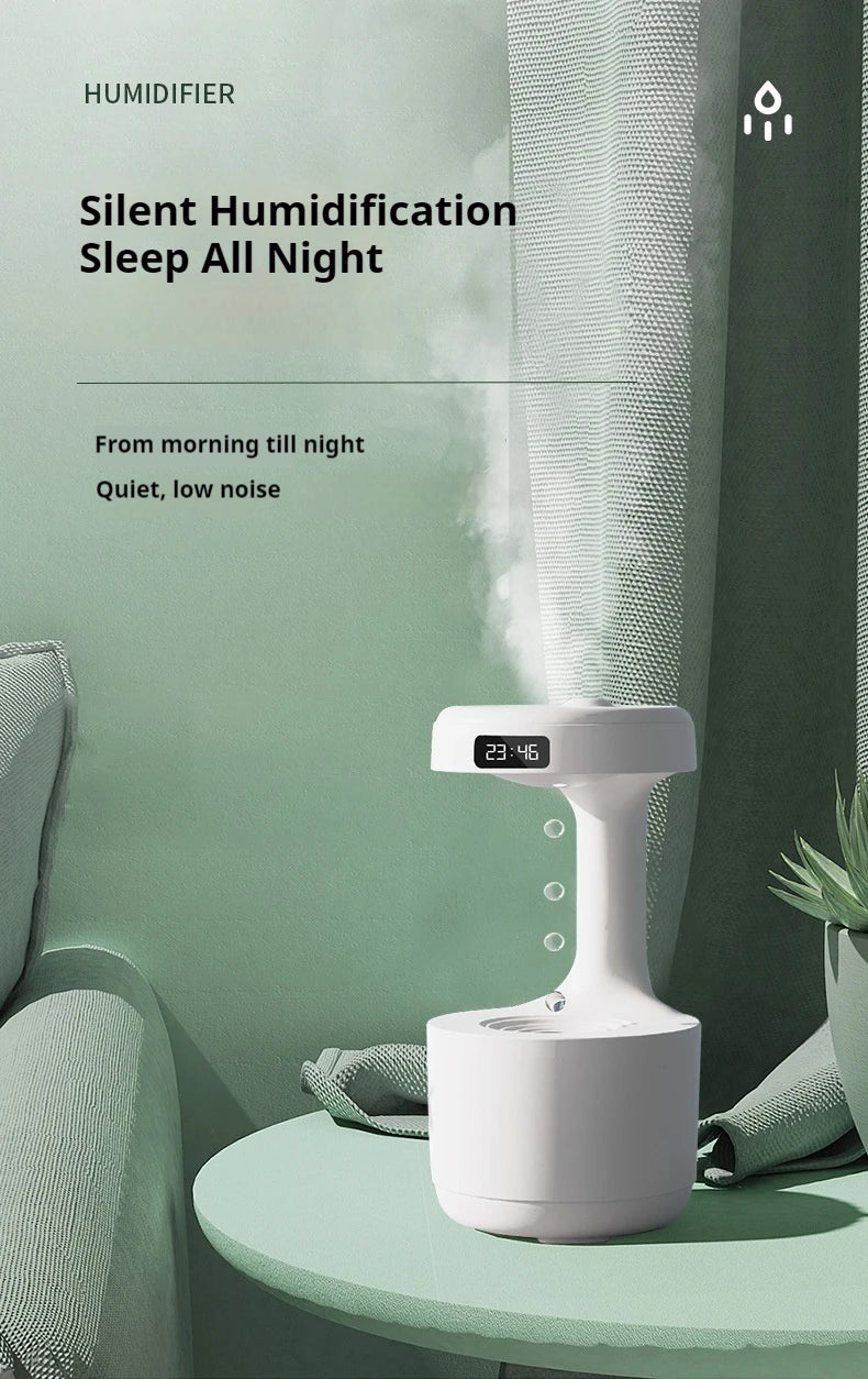 Anti Gravity Humidifier with LED Clock Display,Floating Water Droplet Humidifier - for Home Deco